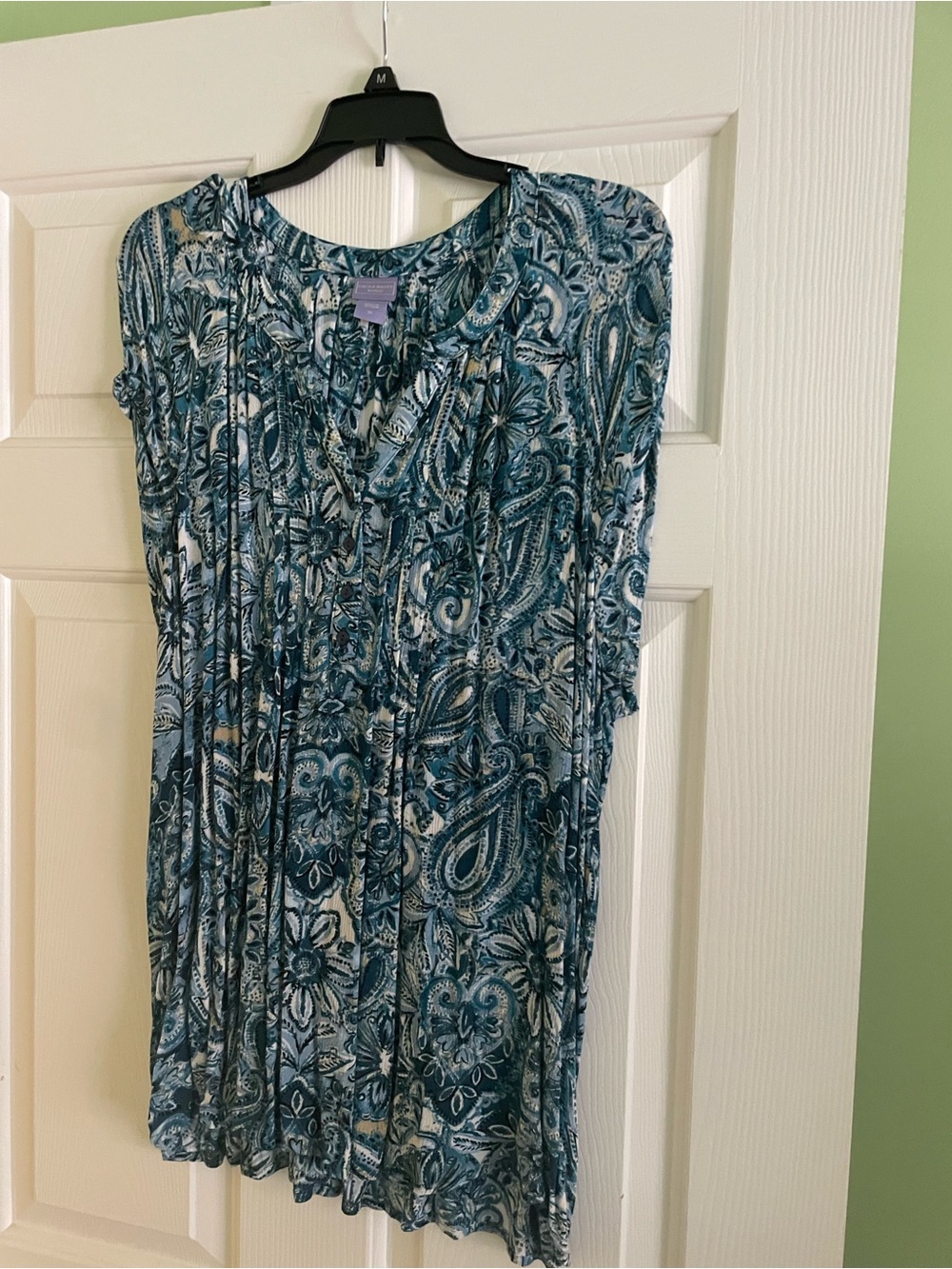 Women's Blue Paisley Short Sleeve Tunic Top
